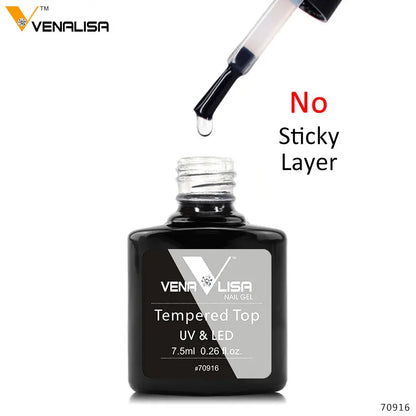 Hot Sell Venalisa Nail Art 7.5ml Tempered Top Coat Matt Top Primer Base Coat Color Gel Nail Polish UV Gel Soak Off Manicure