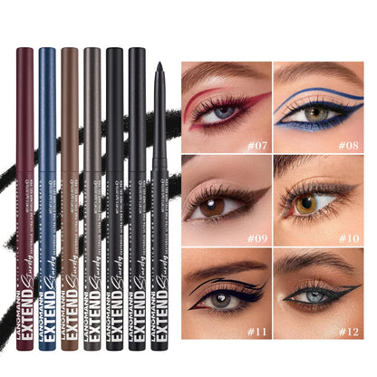 2 in 1 Eye Liner Eye Shadow Pencil Waterproof Lasting 12 Colors Rotating Black Matte Eyeliner Glue Pen Makeup for Eyes Cosmetics