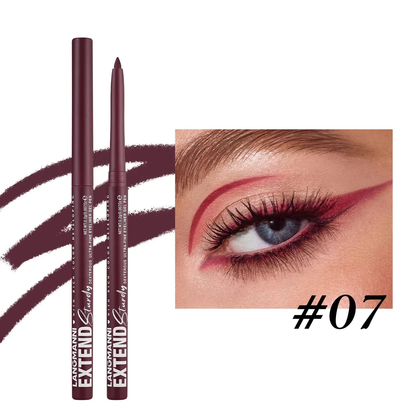 2 in 1 Eye Liner Eye Shadow Pencil Waterproof Lasting 12 Colors Rotating Black Matte Eyeliner Glue Pen Makeup for Eyes Cosmetics