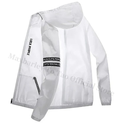 Summer Sun Protection Clothing Men's Casual Waterproof Quick-drying Bicycle Hooded Jacket Plus Size Hiking Thin Skin windbreaker