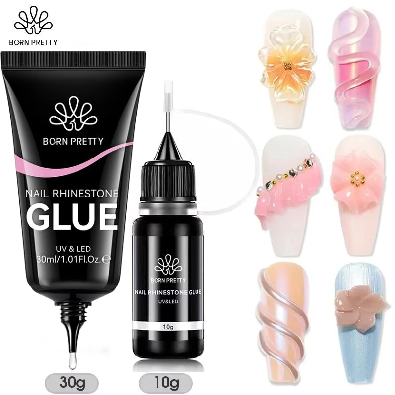 BORN PRETTY Nail Rhinestone Glue 30ML Gel Nail Glue 3D Shaping Sculpting Carving Flower DIY Decoration  Gem Glue Nail Supplies