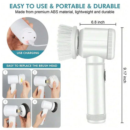 5 in1 Electric Spin Scrubber, Spin Scrubber with 5 Replaceable Brush Heads Bathroom Cleaning Brush,Power Electric Cleaning Brush