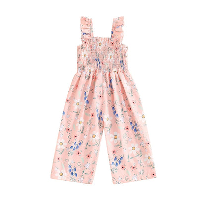 Infant Toddler Baby Girl Summer Outfits Sleeveless Floral Overalls Romper Suspender Pants Strap Jumpsuit