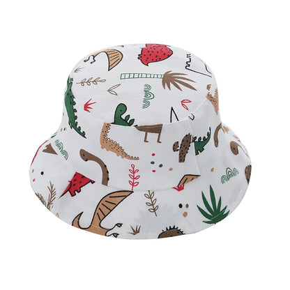 1-3Year Cartoon Print Kids Fisherman Cap Cute Boy Girl Sun Protection Bucket Hat Cotton Breathable Kids Outdoor Sunshade Visors