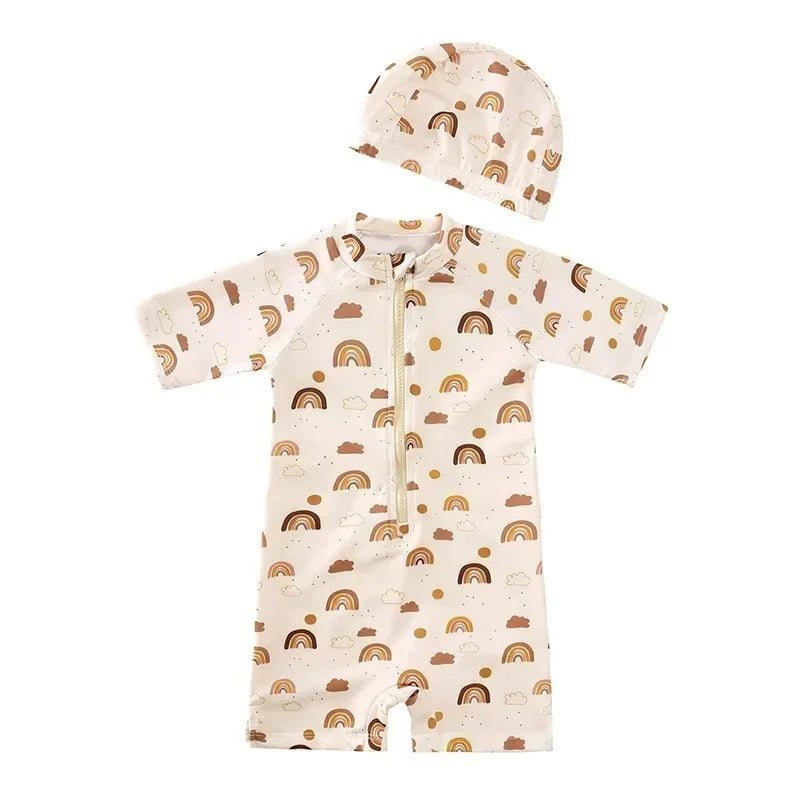 UV Baby Girl Swimsuit One Piece Swimming Jumpsuit Ruffles Bathing Suit SPF 50 Long Sleeve Kids Swimwear for Girls 1-7 Years