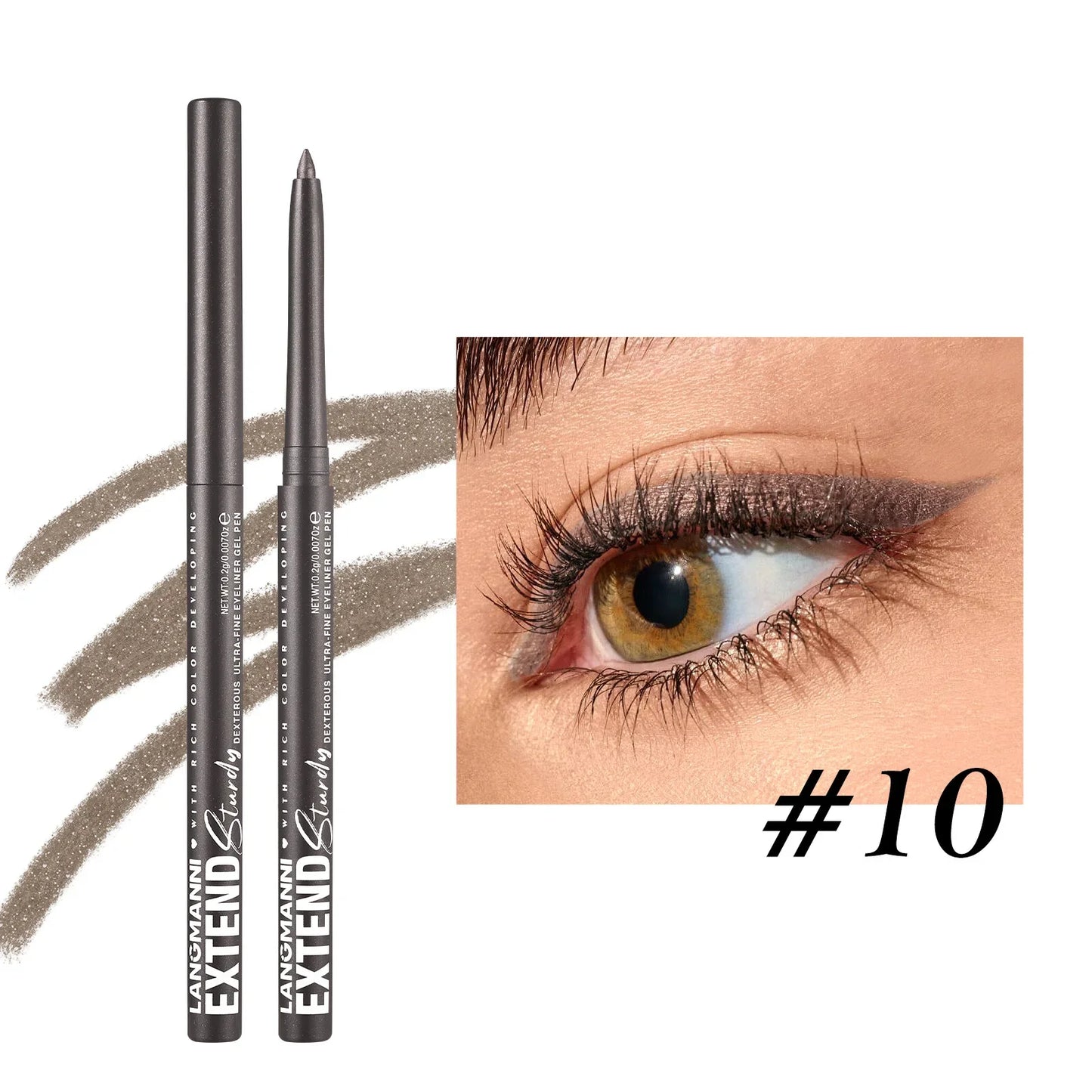 2 in 1 Eye Liner Eye Shadow Pencil Waterproof Lasting 12 Colors Rotating Black Matte Eyeliner Glue Pen Makeup for Eyes Cosmetics