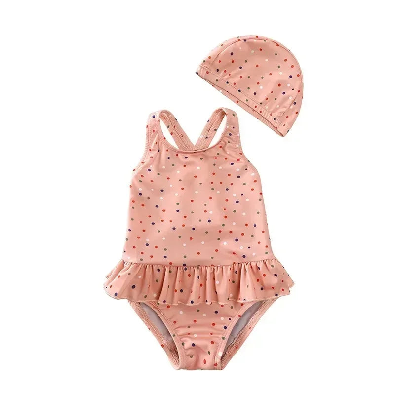 UV Baby Girl Swimsuit One Piece Swimming Jumpsuit Ruffles Bathing Suit SPF 50 Long Sleeve Kids Swimwear for Girls 1-7 Years