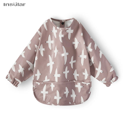 New Children Feeding Aprons Long sleeve Baby bib with Pocket Full Cover Baby Bibs with Pocket waterproof long sleeve bibs