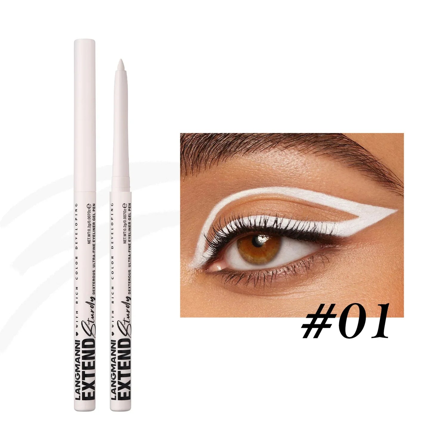 2 in 1 Eye Liner Eye Shadow Pencil Waterproof Lasting 12 Colors Rotating Black Matte Eyeliner Glue Pen Makeup for Eyes Cosmetics