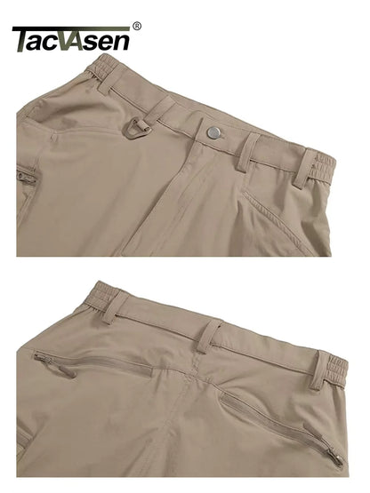 TACVASEN Summer Lightweight Trousers Mens Fishing Pants Outdoor Hiking Nylon Quick Dry Pockets Cargo Pants Casual Work Trousers