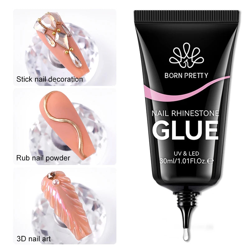 BORN PRETTY Nail Rhinestone Glue 30ML Gel Nail Glue 3D Shaping Sculpting Carving Flower DIY Decoration  Gem Glue Nail Supplies