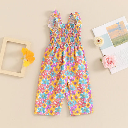 Infant Toddler Baby Girl Summer Outfits Sleeveless Floral Overalls Romper Suspender Pants Strap Jumpsuit