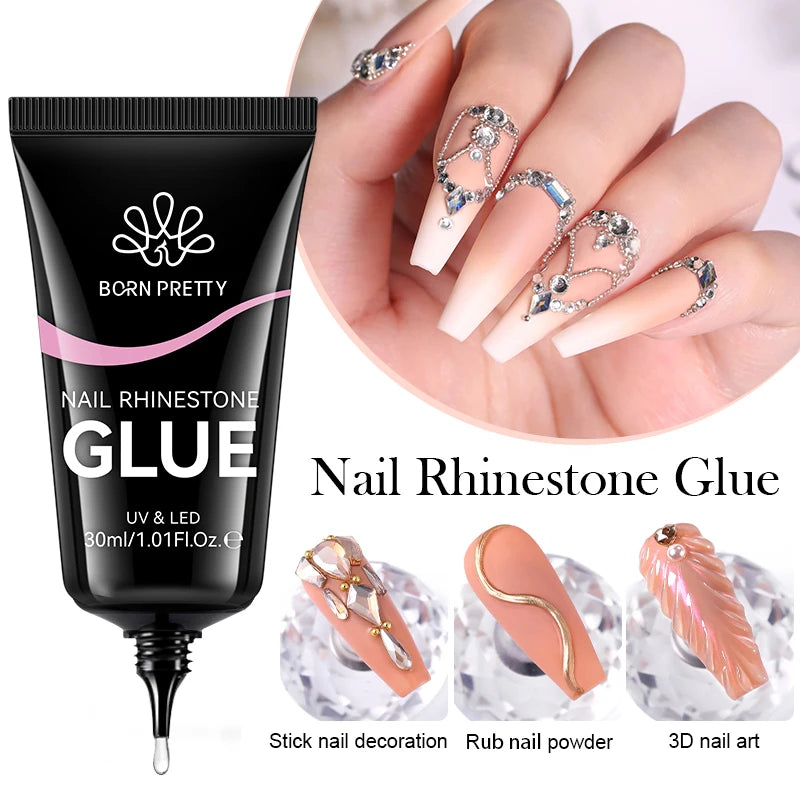 BORN PRETTY Nail Rhinestone Glue 30ML Gel Nail Glue 3D Shaping Sculpting Carving Flower DIY Decoration  Gem Glue Nail Supplies