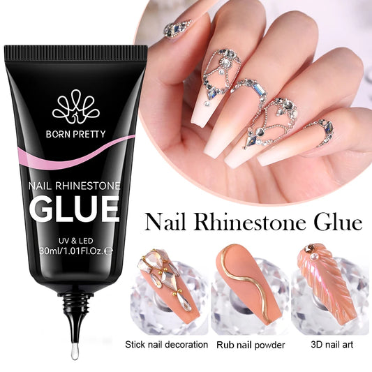 BORN PRETTY Nail Rhinestone Glue 30ML Gel Nail Glue 3D Shaping Sculpting Carving Flower DIY Decoration  Gem Glue Nail Supplies
