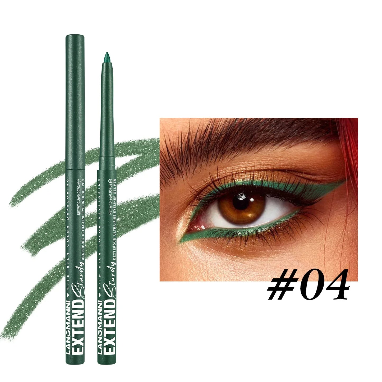 2 in 1 Eye Liner Eye Shadow Pencil Waterproof Lasting 12 Colors Rotating Black Matte Eyeliner Glue Pen Makeup for Eyes Cosmetics