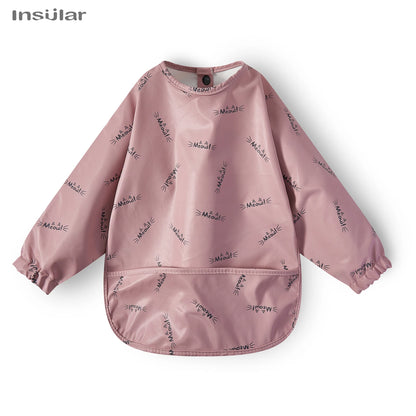 New Children Feeding Aprons Long sleeve Baby bib with Pocket Full Cover Baby Bibs with Pocket waterproof long sleeve bibs