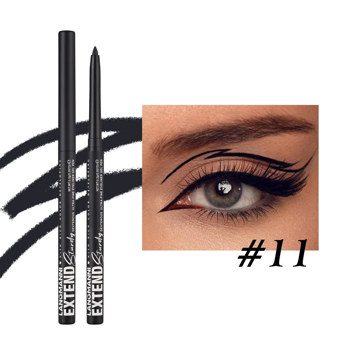 2 in 1 Eye Liner Eye Shadow Pencil Waterproof Lasting 12 Colors Rotating Black Matte Eyeliner Glue Pen Makeup for Eyes Cosmetics