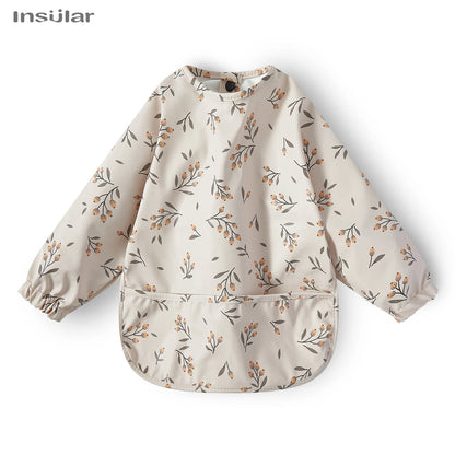 New Children Feeding Aprons Long sleeve Baby bib with Pocket Full Cover Baby Bibs with Pocket waterproof long sleeve bibs