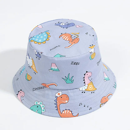 1-3Year Cartoon Print Kids Fisherman Cap Cute Boy Girl Sun Protection Bucket Hat Cotton Breathable Kids Outdoor Sunshade Visors