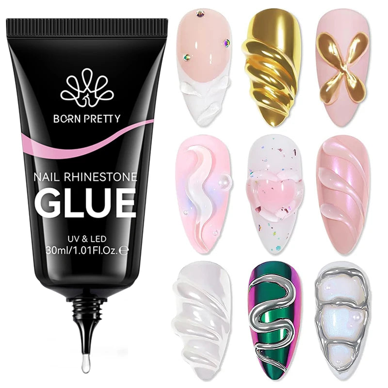 BORN PRETTY Nail Rhinestone Glue 30ML Gel Nail Glue 3D Shaping Sculpting Carving Flower DIY Decoration  Gem Glue Nail Supplies