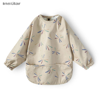 New Children Feeding Aprons Long sleeve Baby bib with Pocket Full Cover Baby Bibs with Pocket waterproof long sleeve bibs