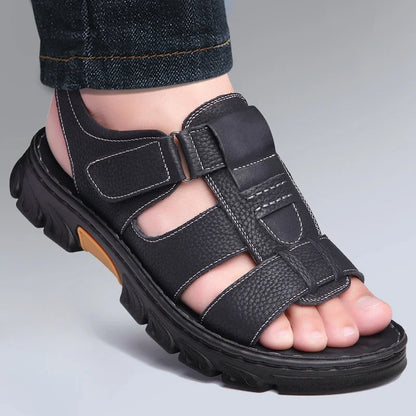 Sandals Men's New Beach Shoes Cowhide Slippers Outdoor Non-Slip Thick Soled Genuine Leather Sandals Summer Sandals Men's 2026