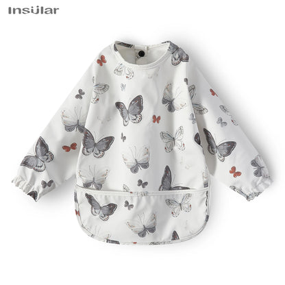 New Children Feeding Aprons Long sleeve Baby bib with Pocket Full Cover Baby Bibs with Pocket waterproof long sleeve bibs