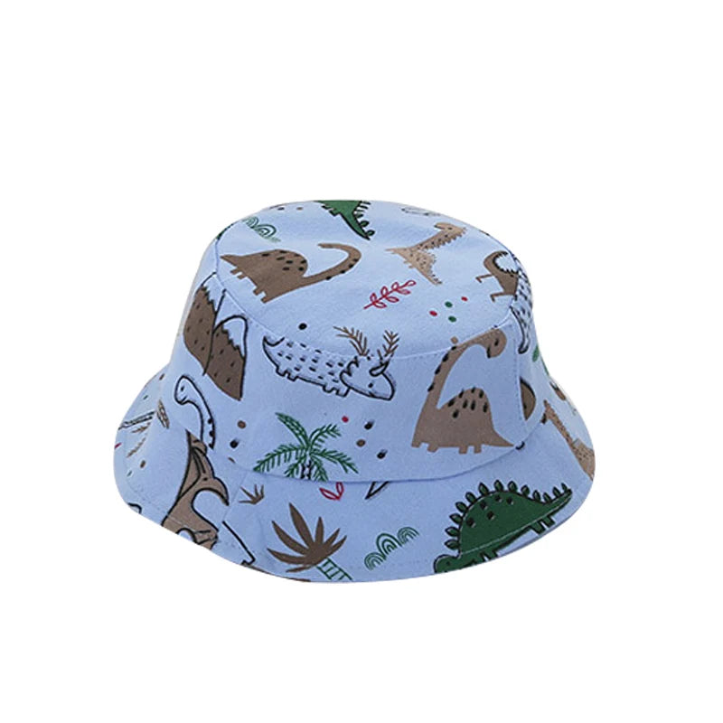 1-3Year Cartoon Print Kids Fisherman Cap Cute Boy Girl Sun Protection Bucket Hat Cotton Breathable Kids Outdoor Sunshade Visors
