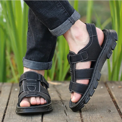 Sandals Men's New Beach Shoes Cowhide Slippers Outdoor Non-Slip Thick Soled Genuine Leather Sandals Summer Sandals Men's 2026