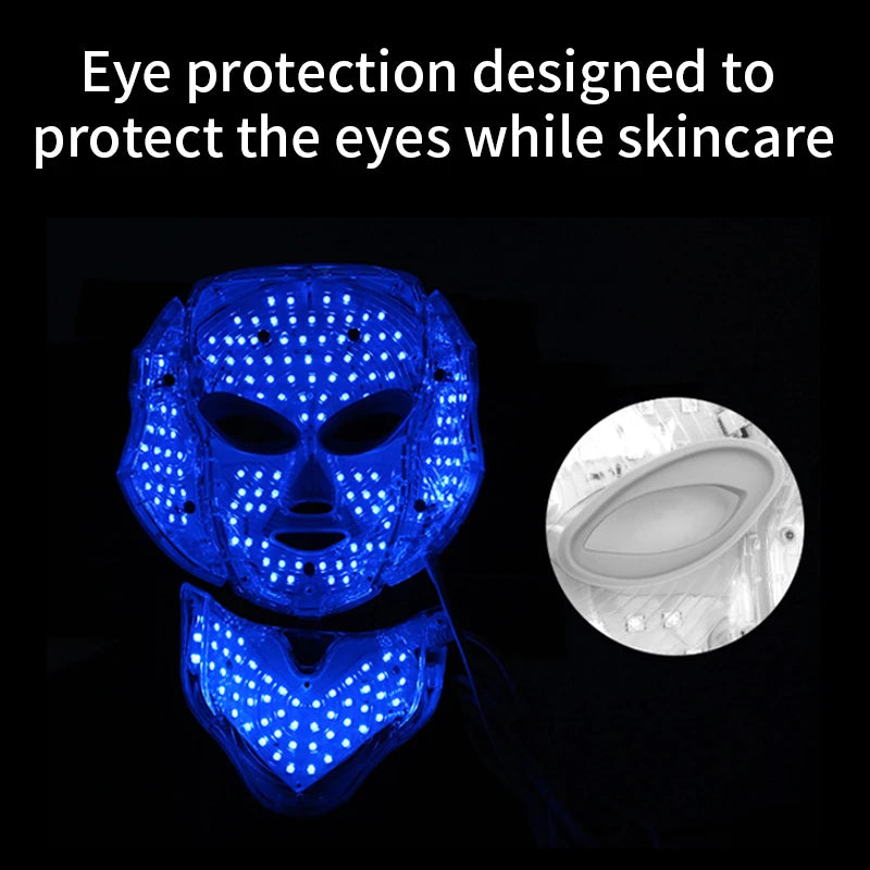 7 Colors LED Facial Mask with Neck LED Light Therapy Mask Skin Rejuvenation Anti Acne Beauty Device Face Lifting Firm Massager
