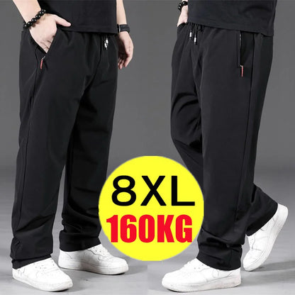 8XL Casual Pants Mens Straight Loose Trousers Men Clothing Elastic Waist Quick Dry Pants Summer Fashion Oversized Joggers Pants