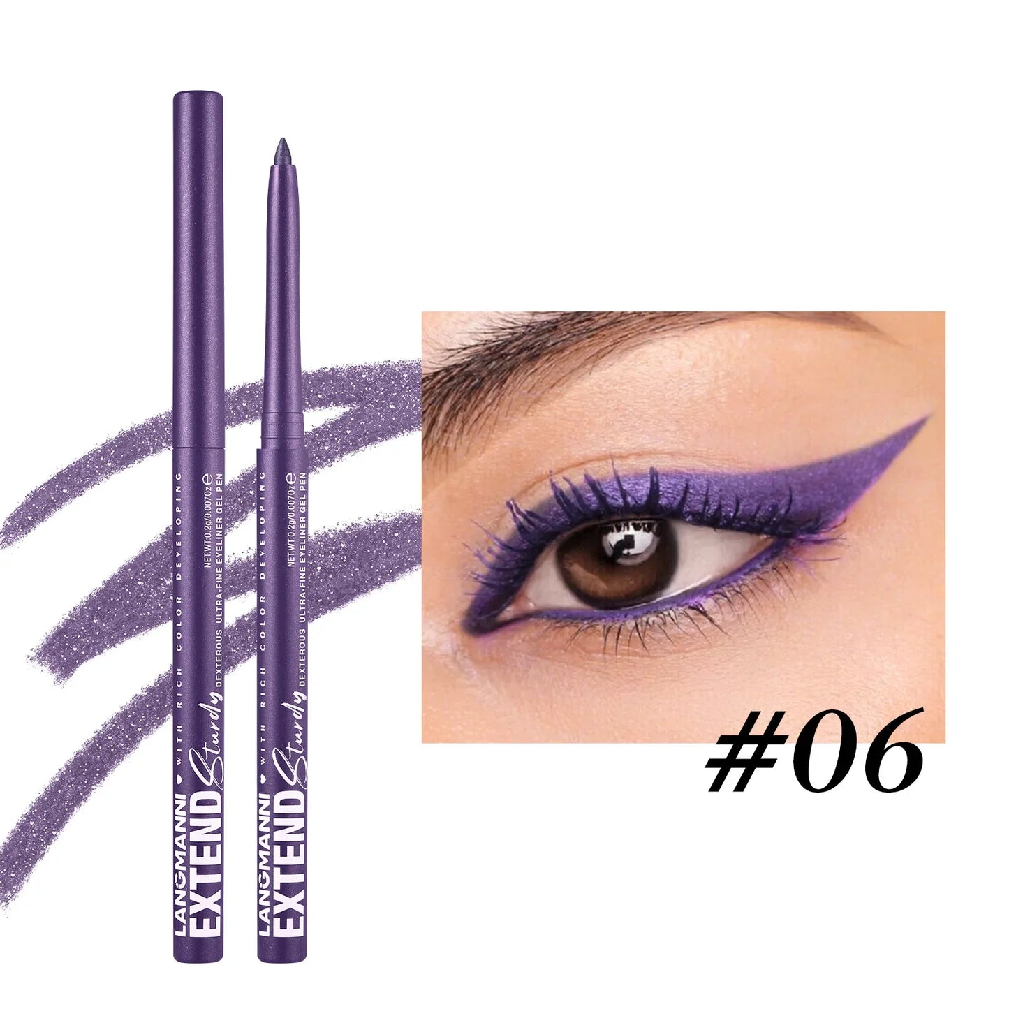 2 in 1 Eye Liner Eye Shadow Pencil Waterproof Lasting 12 Colors Rotating Black Matte Eyeliner Glue Pen Makeup for Eyes Cosmetics