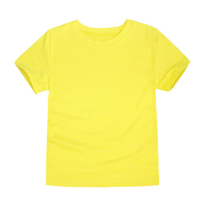 Summer Kids T-shirts Solid Cotton Short Sleeve Top Boys and Girls Casual Tees Purple Toddler Clothes Unisex Plain Tshirts White