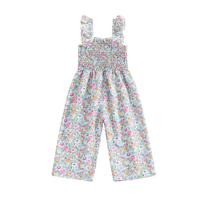 Infant Toddler Baby Girl Summer Outfits Sleeveless Floral Overalls Romper Suspender Pants Strap Jumpsuit