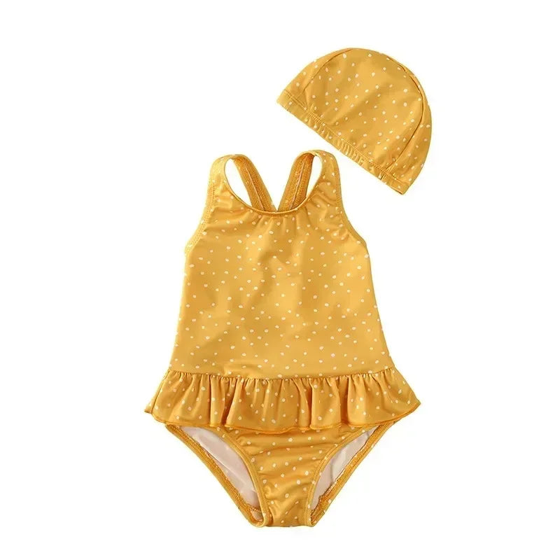 UV Baby Girl Swimsuit One Piece Swimming Jumpsuit Ruffles Bathing Suit SPF 50 Long Sleeve Kids Swimwear for Girls 1-7 Years