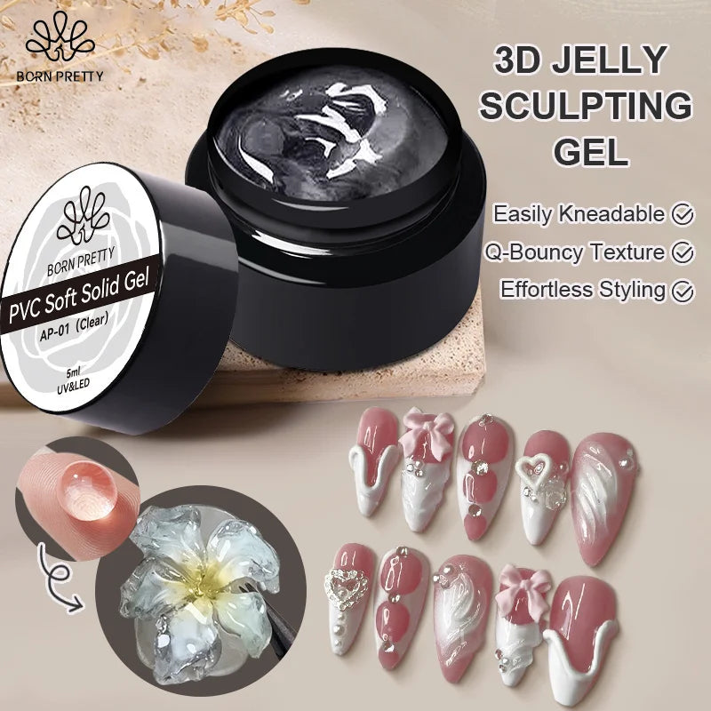 BORN PRETTY Nail Rhinestone Glue 30ML Gel Nail Glue 3D Shaping Sculpting Carving Flower DIY Decoration  Gem Glue Nail Supplies