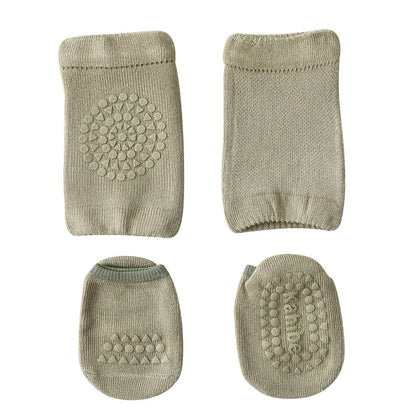 Baby Knee Pads Socks Set Solid Color Anti Slip Socks Kneecap Kid Crawling Safety Floor Socks Knee Protector for Girls Boy