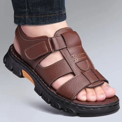 Sandals Men's New Beach Shoes Cowhide Slippers Outdoor Non-Slip Thick Soled Genuine Leather Sandals Summer Sandals Men's 2026