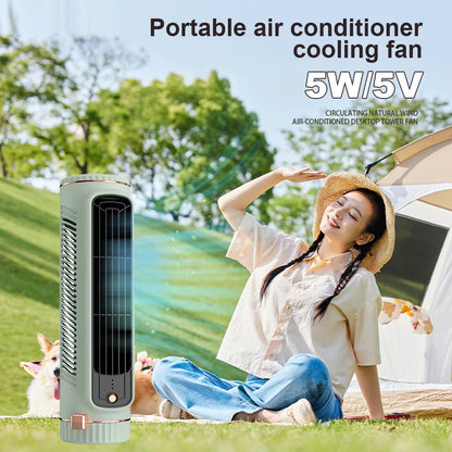 5W Tower Fan USB Charging Portable Air Conditioner Electric Vertical Fan Bladeless Summer Fan for Home Bedroom