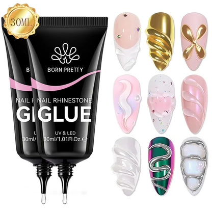 BORN PRETTY Nail Rhinestone Glue 30ML Gel Nail Glue 3D Shaping Sculpting Carving Flower DIY Decoration  Gem Glue Nail Supplies