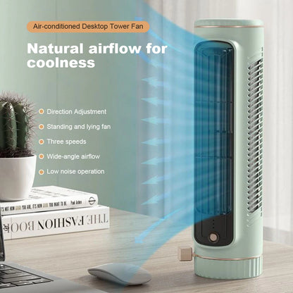 5W Tower Fan USB Charging Portable Air Conditioner Electric Vertical Fan Bladeless Summer Fan for Home Bedroom